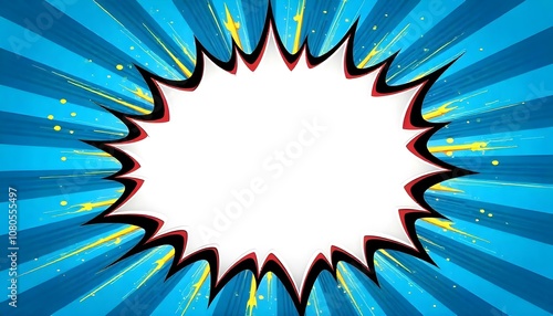 Blue comic book style explosion background with copy space in the center