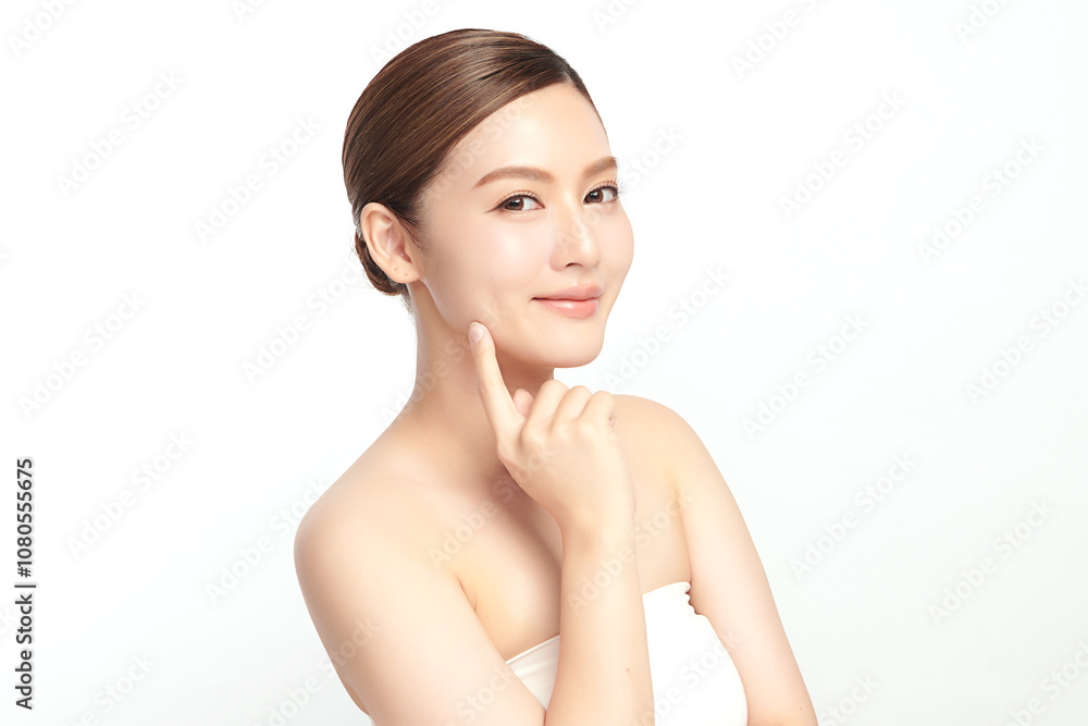 Beautiful young asian woman with clean fresh skin on white background, Face care, Facial treatment, Cosmetology, beauty and spa, Asian women portrait. Beautiful young asian woman with clean fresh skin on white background, Face care, Facial treatment, Cosmetology, beauty and spa, Asian women portrait.