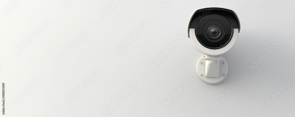 1. A modern surveillance camera mounted on a minimalist wall, emphasizing security and technology. 1. A modern surveillance camera mounted on a minimalist wall, emphasizing security and technology.