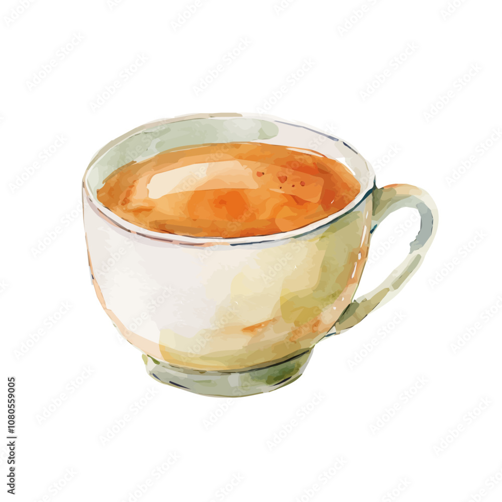 A watercolor painting of Cup of Tea, isolated on a white background. Cup of Tea vector. A watercolor painting of Cup of Tea, isolated on a white background. Cup of Tea vector.
