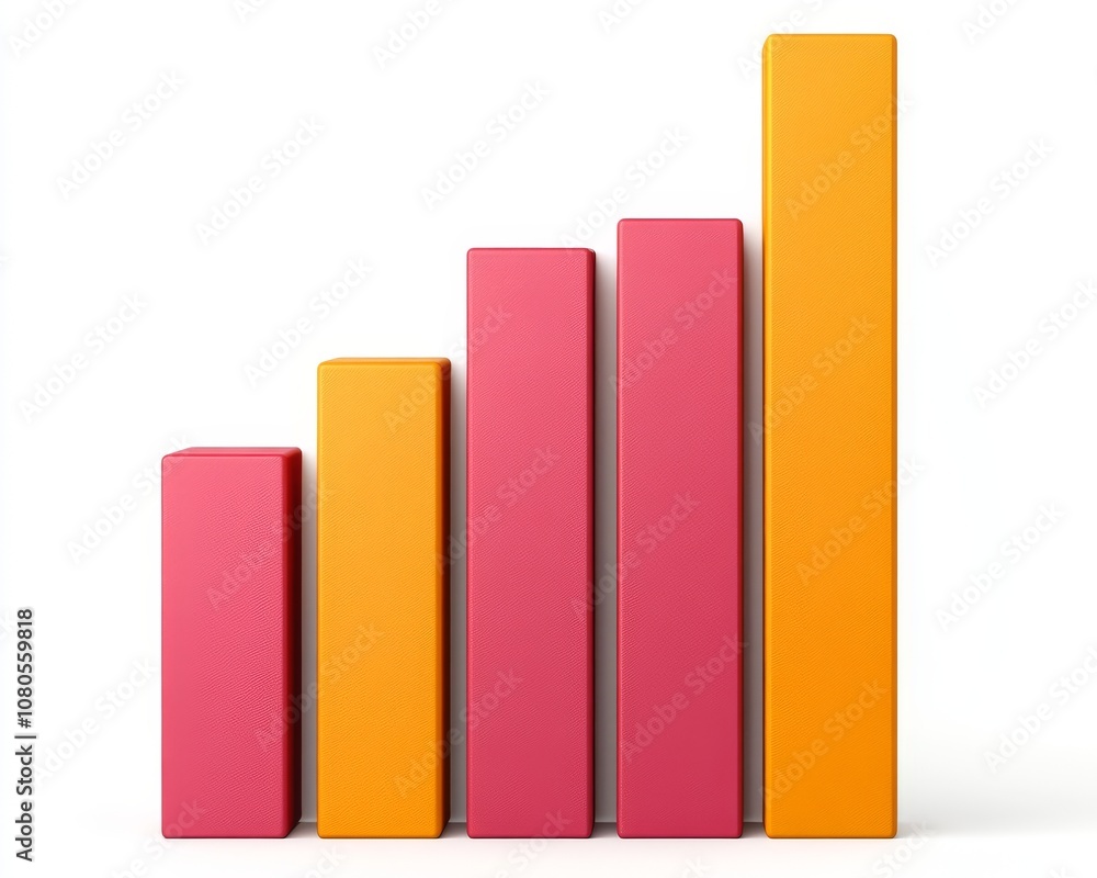 Colorful bar graph representing growth and progress, white isolate background Colorful bar graph representing growth and progress, white isolate background