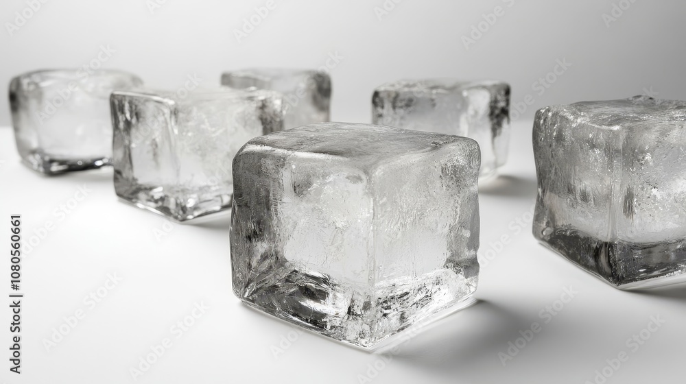 Ice Cubes on a Light Background Perfect for Culinary, Drink, and Refreshment Themes in Still Life Photography for Creative Projects Ice Cubes on a Light Background Perfect for Culinary, Drink, and Refreshment Themes in Still Life Photography for Creative Projects