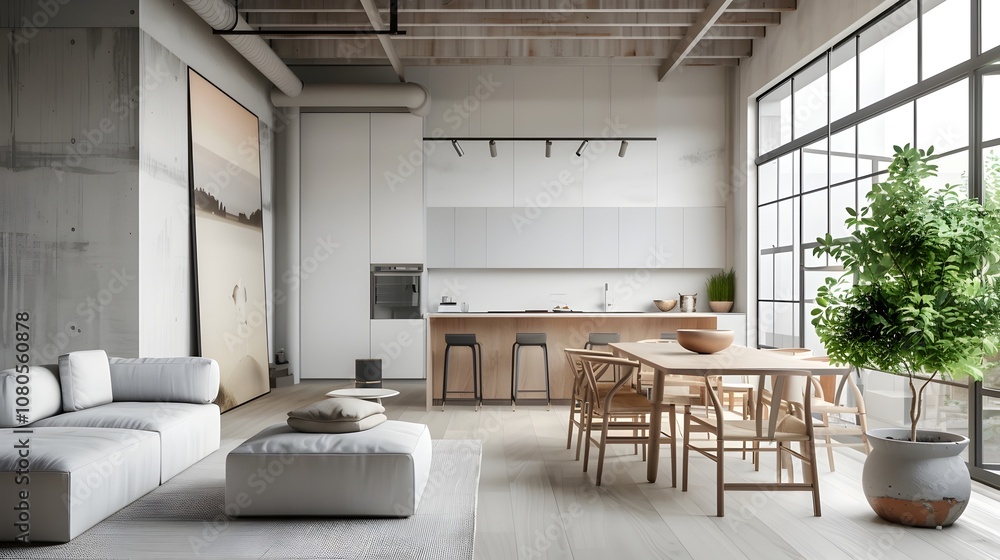Minimalist Open Plan Home with Clean Lines and Bright Natural Lighting Minimalist Open Plan Home with Clean Lines and Bright Natural Lighting