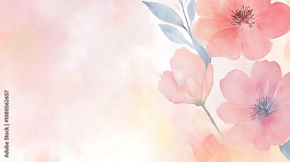Fototapeta premium A gentle design with watercolor pastel flowers blending into each other creating a soothing backdrop 