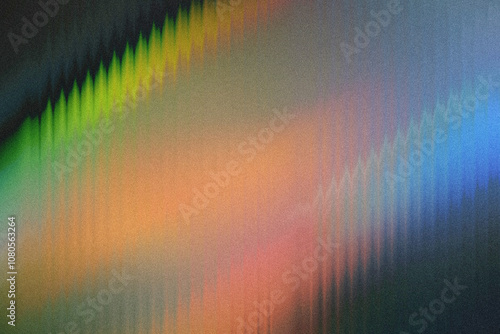 Abstract blurred grainy neon gradient background texture. Digital grain dust soft noise ribbed glass fluted smeared texture effect pattern wallpaper background. Unique and creative.