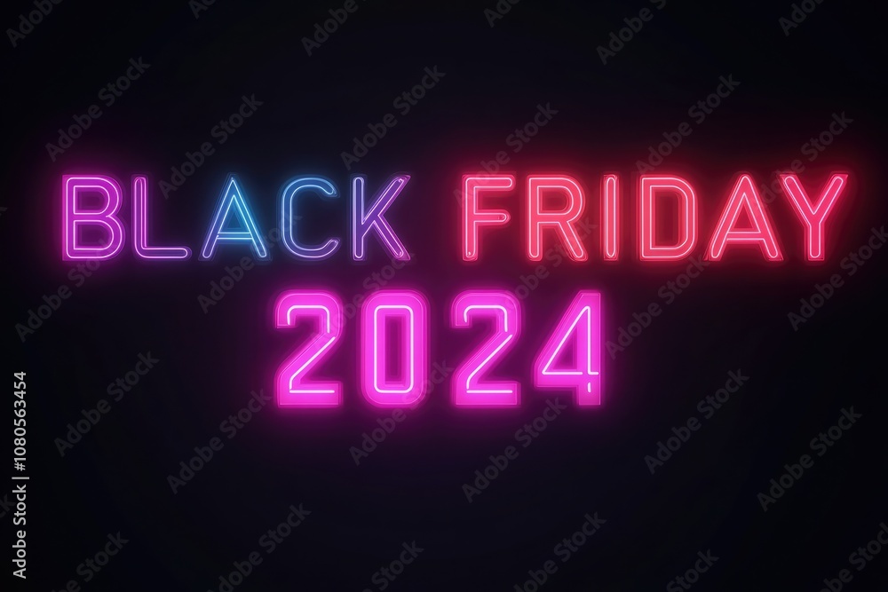 Dark modern background with glowing neon BLACK FRIDAY 2024 for product display Dark modern background with glowing neon BLACK FRIDAY 2024 for product display