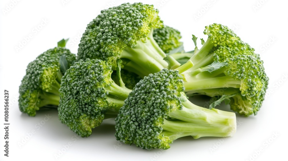 Fresh Green Broccoli Bunch on White Background, Healthy Vegetables, Organic Food for Diet and Nutrition, Balanced Eating Concept, Broccoli in Culinary Dishes Fresh Green Broccoli Bunch on White Background, Healthy Vegetables, Organic Food for Diet and Nutrition, Balanced Eating Concept, Broccoli in Culinary Dishes
