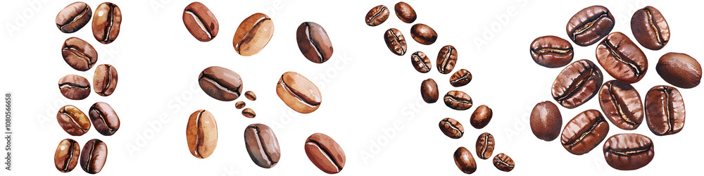 Coffee lover and beans addict, A collection of various roasted coffee beans displaying distinct shapes and rich colors. Coffee lover and beans addict, A collection of various roasted coffee beans displaying distinct shapes and rich colors.
