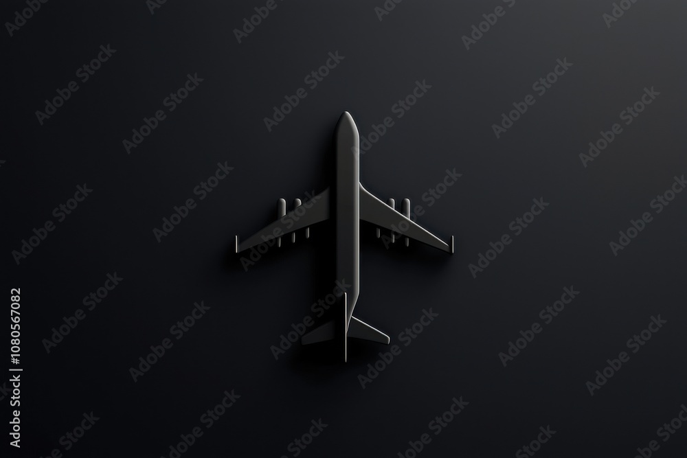 Airborne plane icon in flight minimalist design shadow effect digital art top view pure minimalism Airborne plane icon in flight minimalist design shadow effect digital art top view pure minimalism