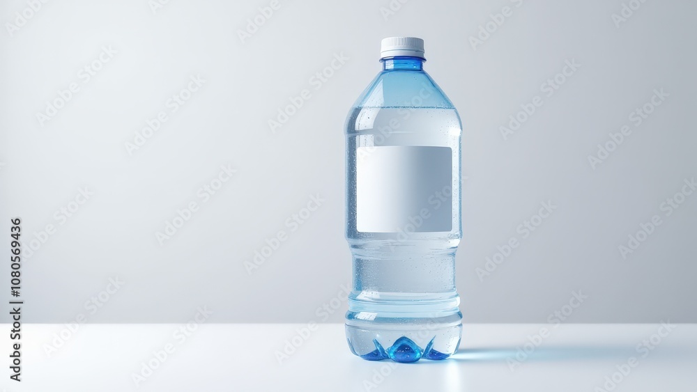 Professional mockup bottle water with blank label area and detailed condensation, perfect for fresh branding. Professional mockup bottle water with blank label area and detailed condensation, perfect for fresh branding.