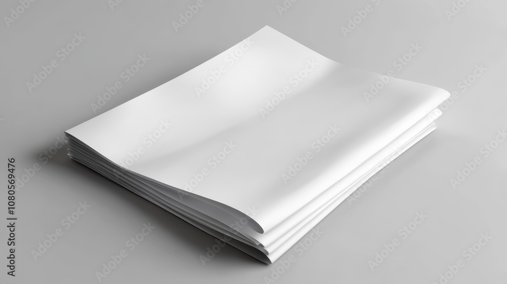 Stacked Blank White Sheets of Paper on a Minimalist Gray Surface for Creative Projects, Design Mockups, and Office Use in a Professional Environment Stacked Blank White Sheets of Paper on a Minimalist Gray Surface for Creative Projects, Design Mockups, and Office Use in a Professional Environment