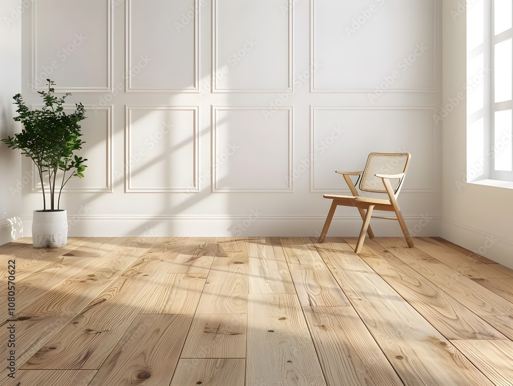 Minimalist Wooden Floor and White Wall Home Interior Mockup Minimalist Wooden Floor and White Wall Home Interior Mockup