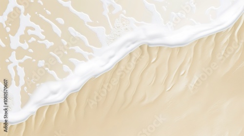 Summer Beach and White Beach Wave Water Background - a serene and refreshing top view visual. The summer beach and wave create a calming and picturesque scene.