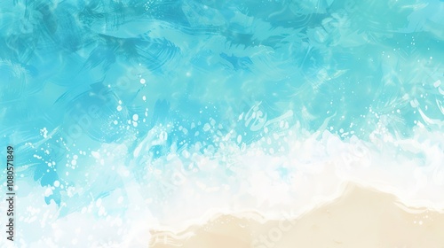 Summer Beach and White Beach Wave Water Background - a serene and refreshing top view visual. The summer beach and wave create a calming and picturesque scene.