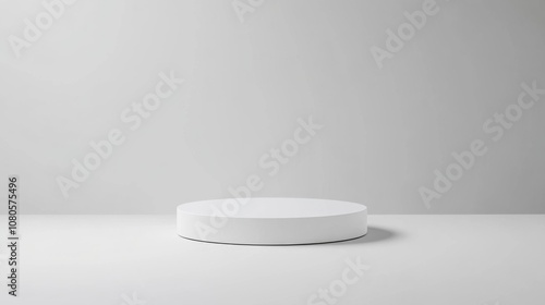 White podium mockup cylinder shape Minimalistic 3D Rendering of a Object on Smooth Surface