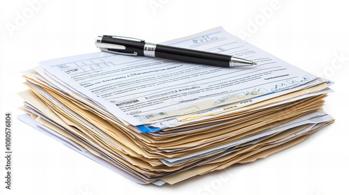 Wallpaper Mural A pen sits on top of a stack of papers Torontodigital.ca