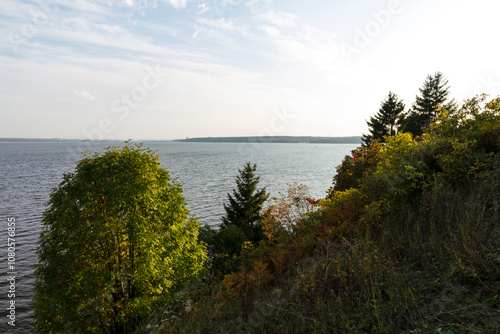 Russia Perm Krai Kama River view on a cloudy summer day