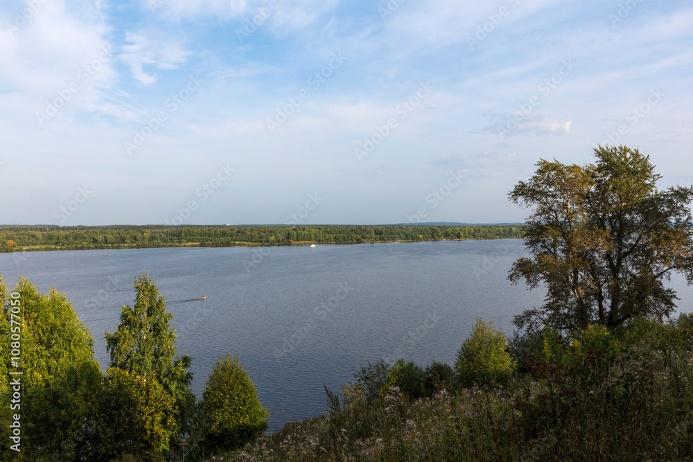 Russia Perm Krai Kama River view on a cloudy summer day Russia Perm Krai Kama River view on a cloudy summer day