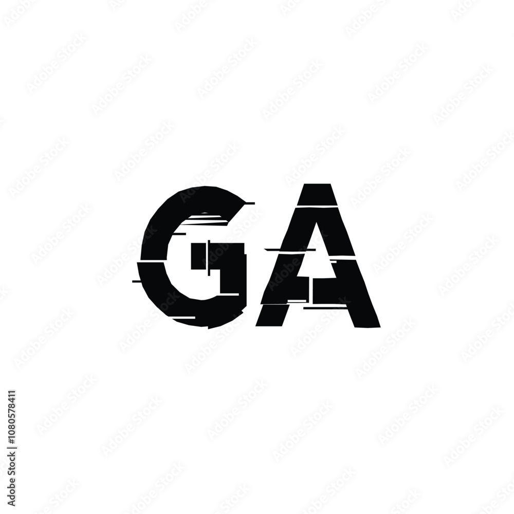 Obraz premium GA monogram logo design letter text name symbol monochrome logotype alphabet character simple logo