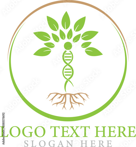 Dna helix icon illustration with human tree design logo creative template vector.