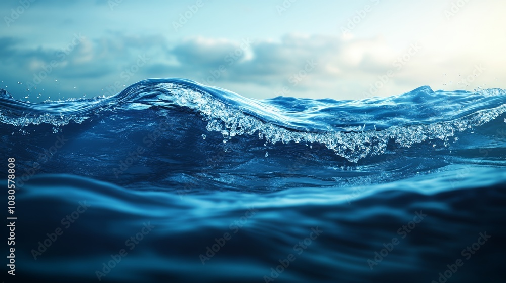 Transparent Blue Water Wave Splashing with Ripples Transparent Blue Water Wave Splashing with Ripples