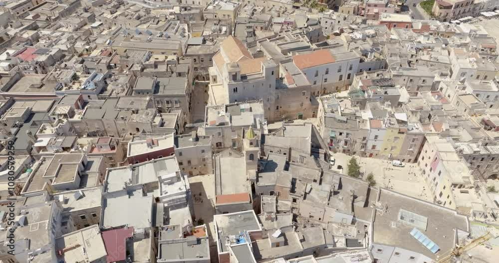 Aerial view of the Cathedral of Bisceglie, in Puglia, Italy. The Romanesque church of Saint Peter Apostle is located in the historic center of the town. Aerial view of the Cathedral of Bisceglie, in Puglia, Italy. The Romanesque church of Saint Peter Apostle is located in the historic center of the town.