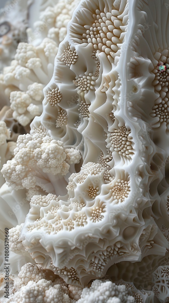 Intricate close-up of ornate cauliflower florets nature photography soft focus environment textural exploration Intricate close-up of ornate cauliflower florets nature photography soft focus environment textural exploration
