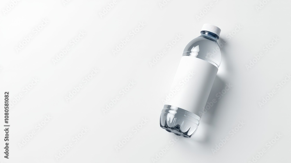 Simple minimalist water bottle mockup with blank label, transparency, and soft shadows, ideal for modern brand designs. Simple minimalist water bottle mockup with blank label, transparency, and soft shadows, ideal for modern brand designs.