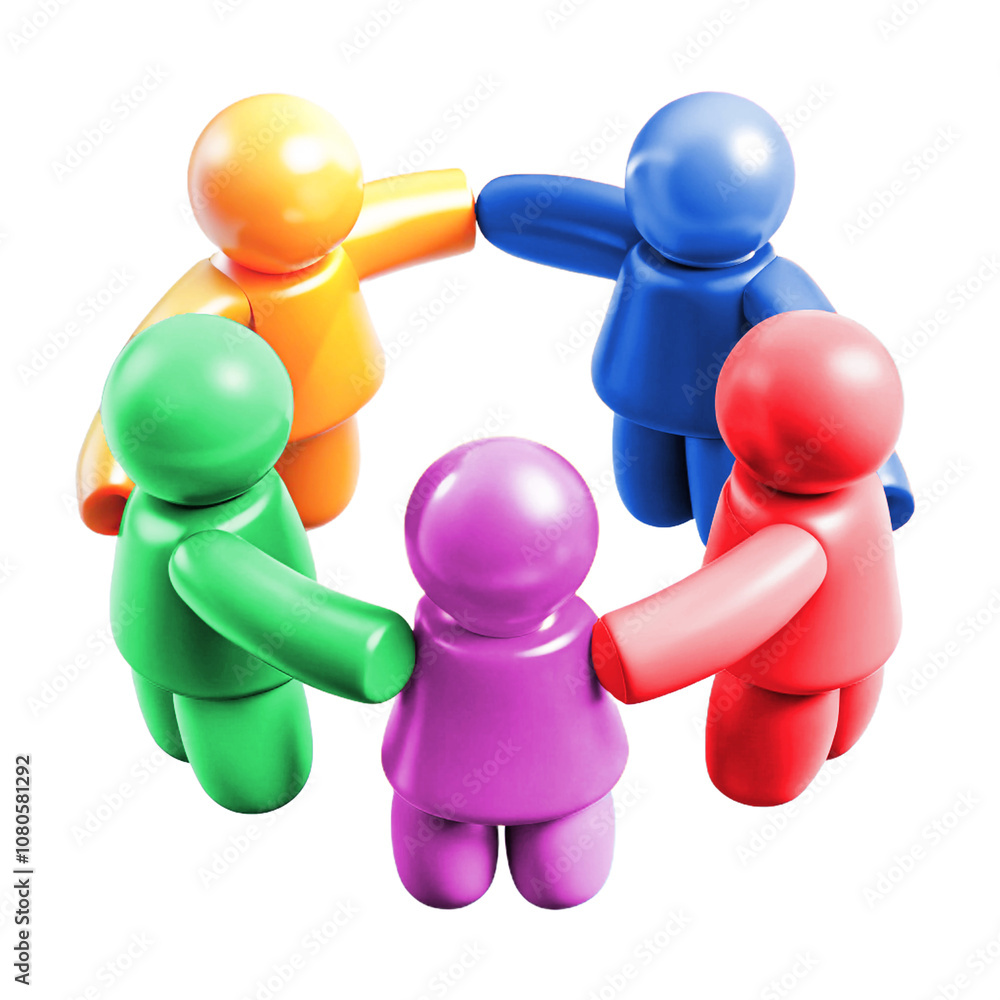 Colorful Figurines Holding Hands in a Circle 3d business cartoon style illustration Colorful Figurines Holding Hands in a Circle 3d business cartoon style illustration