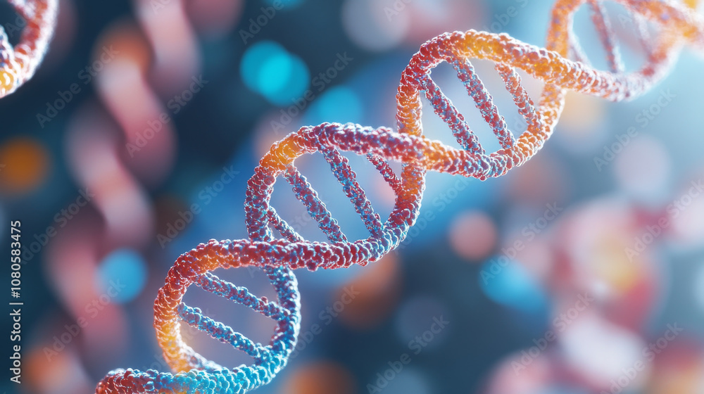 image showcases vibrant representation of DNA double helix, symbolizing essence of life and genetic information. intricate details and colors evoke sense of wonder and curiosity about biology and gen image showcases vibrant representation of DNA double helix, symbolizing essence of life and genetic information. intricate details and colors evoke sense of wonder and curiosity about biology and gen