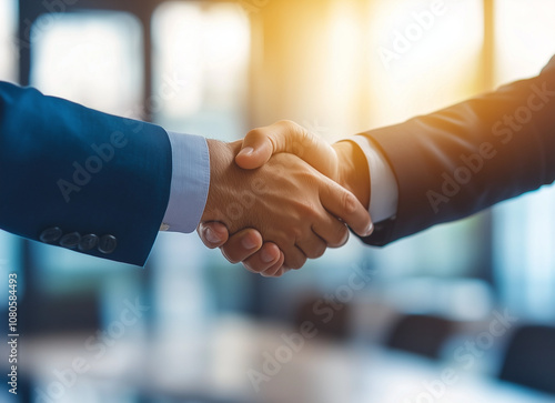Business people, teamwork and shaking hands for meeting, collaboration, success or startup in office workspace. Professional clients or b2b worker with handshake for thank you, welcome or onboarding