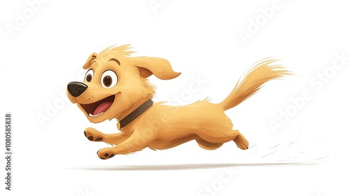 a 2D cartoon illustration of a dog chasing its tail, silly and fun, white background--ar 16:9