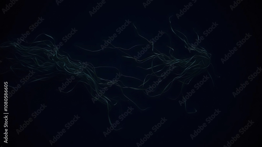Dense seaweed swaying in dark blue ocean surface, deep sea, watercolor effect Dense seaweed swaying in dark blue ocean surface, deep sea, watercolor effect