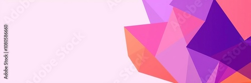 Geometric shape composition with purple and orange hues on a clean background, clean lines, purple colors