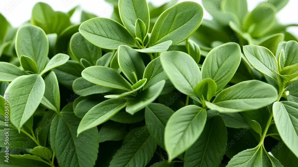 Fresh green basil leaves growing in the garden Fresh green basil leaves growing in the garden