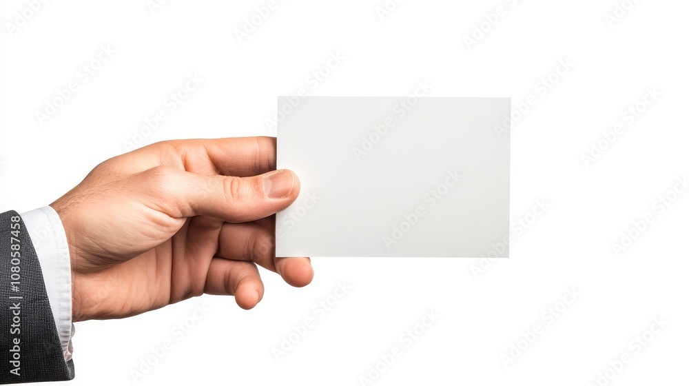 Hand Holding Blank Card for Business, Personal, or Promotional Use, Isolated on White Background for Creative, Marketing, or Advertising Purposes Hand Holding Blank Card for Business, Personal, or Promotional Use, Isolated on White Background for Creative, Marketing, or Advertising Purposes