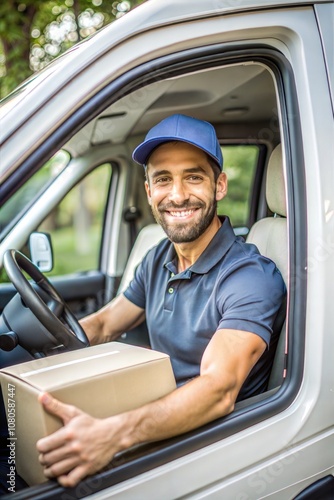 Delivery Man Driving Van