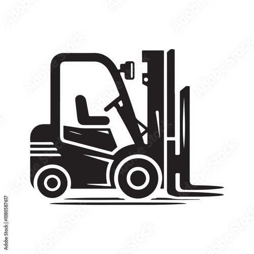 Forklift Silhouette Vector Illustrations – Essential for Industrial Designs