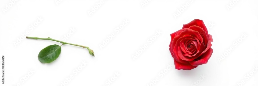 A solitary red rose against a pristine and clean white surface, premium, modern, clean A solitary red rose against a pristine and clean white surface, premium, modern, clean