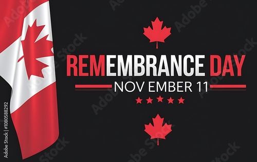 Canadian Remembrance Day Banner with Flag and Maple Leaf - November 11 Tribute