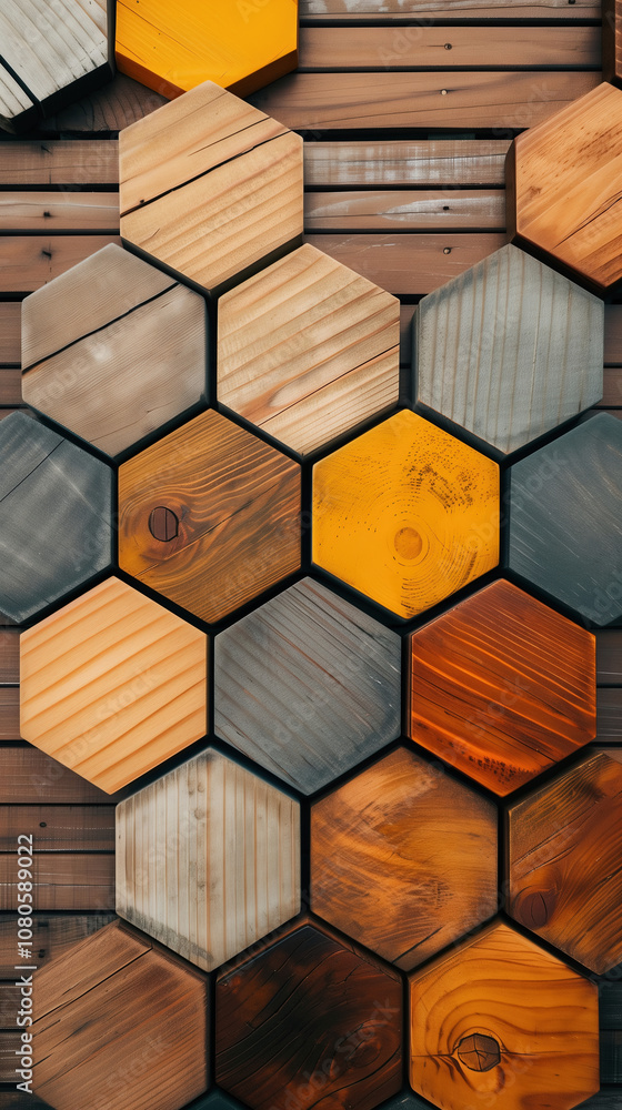 Wooden Hexagon Blocks for Various Icon Art or Logo Mockup Shaped Like Beehive Wooden Hexagon Blocks for Various Icon Art or Logo Mockup Shaped Like Beehive
