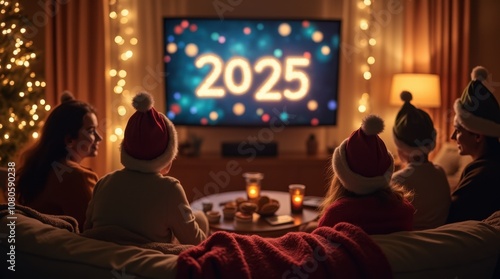 Festive Family Gathering in a Cozy Living Room