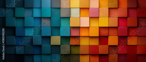 Vibrant Mosaic of Multicolored Squares and Rectangles
