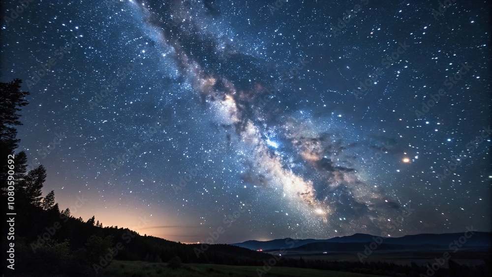 Fototapeta premium The vast and mysterious expanse of the night sky with stars and planets, galaxies afar, astronomical