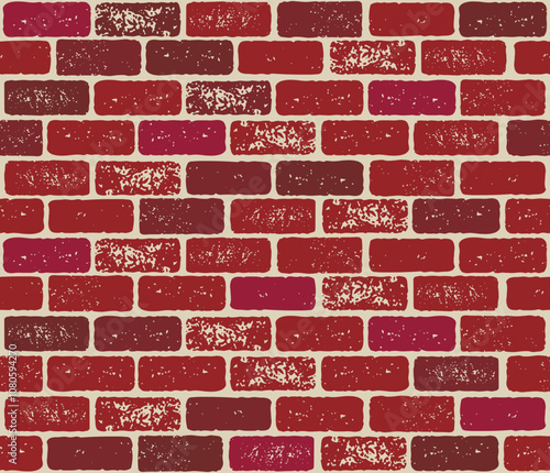 Red brick wall texture with scuffs, created for use in vintage design, rustic styles and retro interiors
