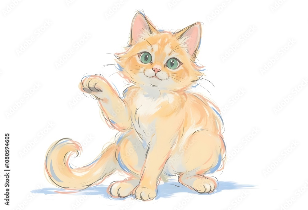 Obraz premium Beautiful adult mink Ragdoll cat, standing facing camera. Looking straight in lense with mesmerising aqua greenish eyes. One paw playful lifted. Isolated on a white background.