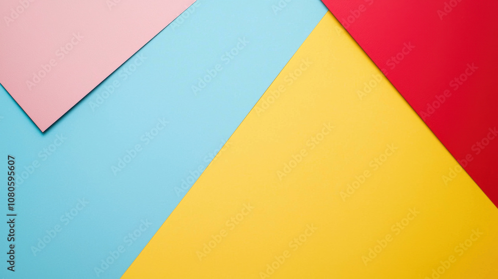 A vibrant composition of colorful paper sheets in pastel pink, blue, bright yellow, and bold red, perfect for creative projects and backgrounds. A vibrant composition of colorful paper sheets in pastel pink, blue, bright yellow, and bold red, perfect for creative projects and backgrounds.