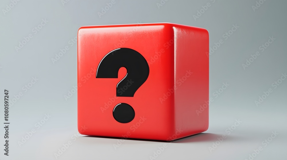 Minimalist red cube warning symbol with black exclamation mark against clean white background, featuring simple geometric design with subtle shadow and sharp studio lighting. Minimalist red cube warning symbol with black exclamation mark against clean white background, featuring simple geometric design with subtle shadow and sharp studio lighting.