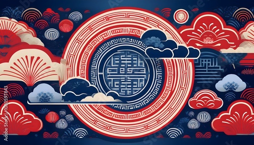Wallpaper Mural A classic Korean pattern inspired by -Taeguk- symbols, featuring interlocking circles Torontodigital.ca