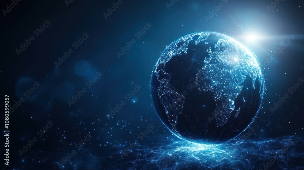 Obraz premium Digital Earth, Global Connection, Futuristic